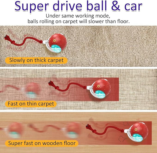 Cat Toys Interactive with Motion Activated & Chirping, Rolling Super Fast on Carpet Happy Party Game with Kittens