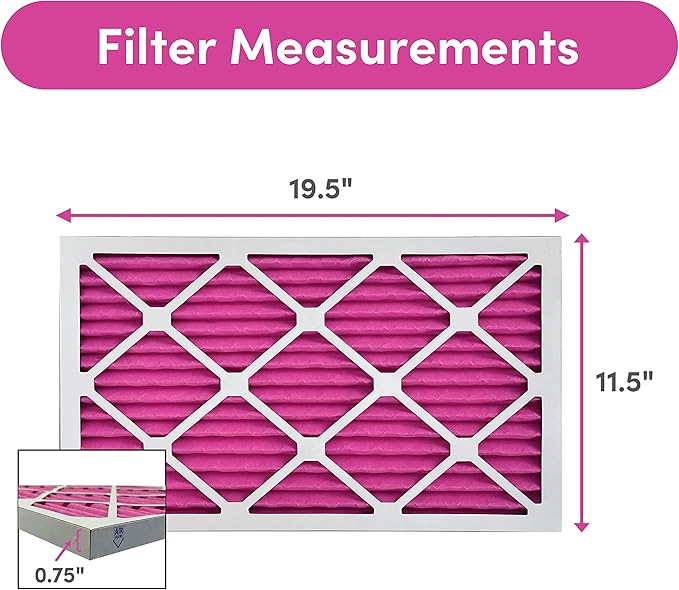 12x20x1 Air Filter by Colorfil | Color Changing Filters for Cat and Dog Odor | MERV 8 Furnace AC Filter for Pet Hair and Dust | 11.5"x19.5"x0.75" Exact Size | Pack of 6