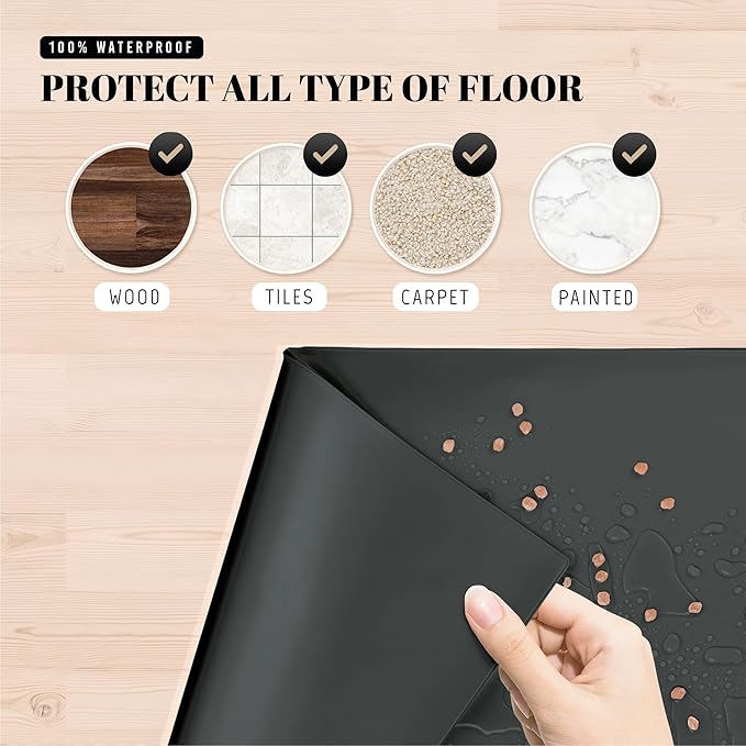 AVERYDAY 18x10'' Silicone Dog Mat for Food and Water, 0.63'' Edge Dog Food Bowl Mats for Floor Waterproof, Dogs Water Mat for Sloppy Drinker, Non Slip Rubber Pet Feeding Mats for Indoor Dogs and Cats