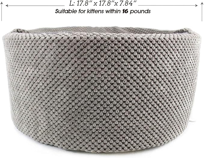 Winsterch Large Cat Bed - Soft, Enclosed & Washable cat Cave Bed for Indoor/Outdoor Cats & Kittens with Anti-Slip Bottom,Calming, Covered Cave Bed (Gray,17.8 x 17.8 x 7.84 in)