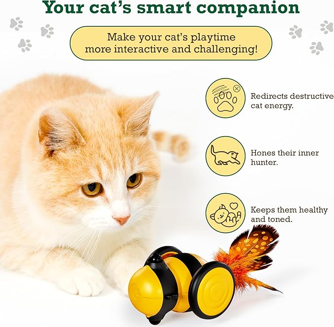 Humble-Bee Interactive Cat Toy Car, Yellow