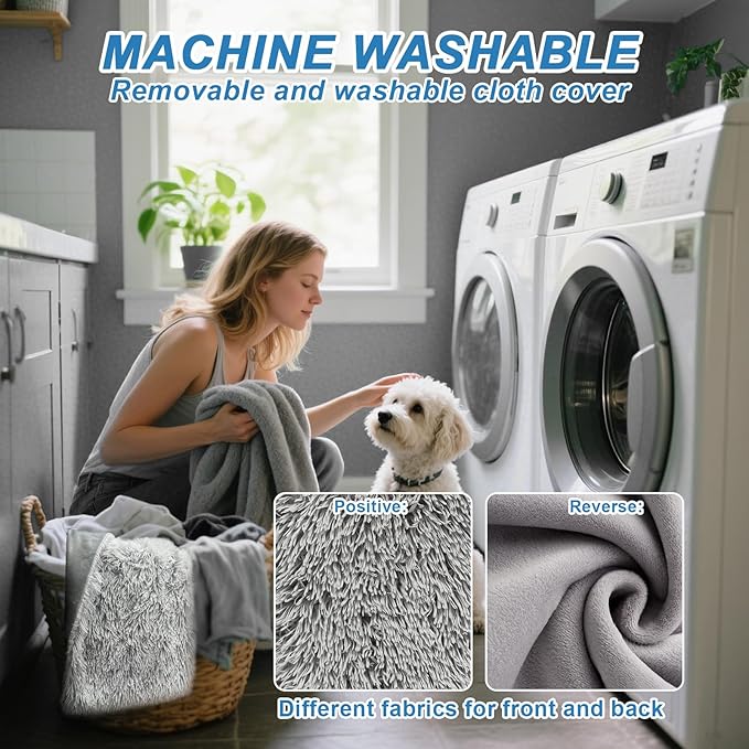 Cat Heating Pad 18x18 in with Smart Thermostat Switch and Power Line Protection Tube,Obtained MET and UL Dual Certification,Waterproof Pet Heating Pad for Cats, with Long Velvet Cloth Cover