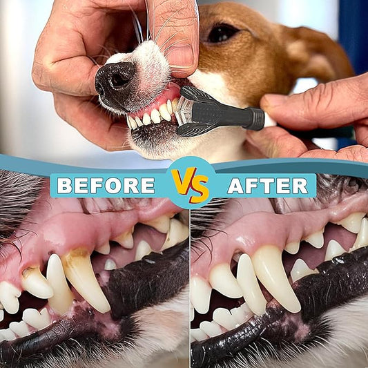 Dog Toothbrush, 360 Degree Finger Toothbrush, Triple Head Toothbrushes,Cleaning Brushes for Dog Cat Oral Dental Health (12 Kit)