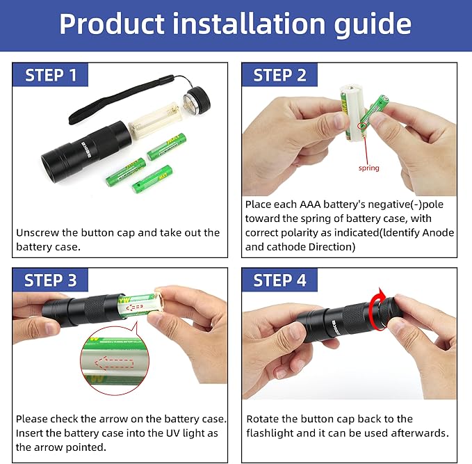 BEIKE UV Blacklight Flashlights, 12 LED 395nm Ultraviolet Blacklight (2 PCS) – Mini Portable UV Detector for Dog Urine, Pet Urine Detector Light for Stains, Bed Bugs, Resin Curing，Scorpions Finder