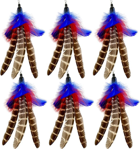 Cat Feather Toys Refills, 6 Pieces Handmade Da Bird Feathers Refill, Cat Wand Replacement Feather for Indoor Cats (A)