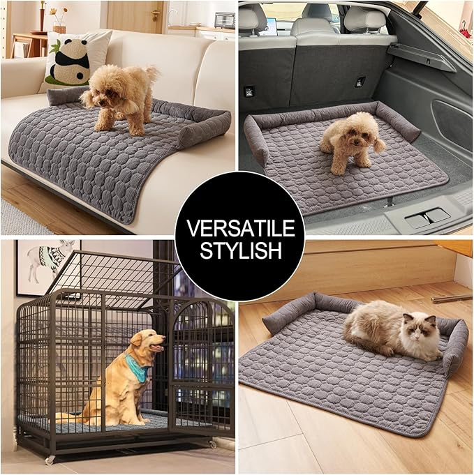 Dog Bed Mat - Washable Pet Furniture Protector with Anti-Slip Bottom for Small Dogs and Cats(Dark Gray)