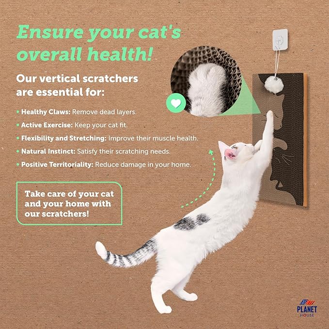 Vertical Wall Scratcher for Indoor Cats – Decorative Hanging Scratching Pad – Rascadores para Gatos – Essential Scratcher for Home – Scratch pad - Ebook for Your Pet's Happiness