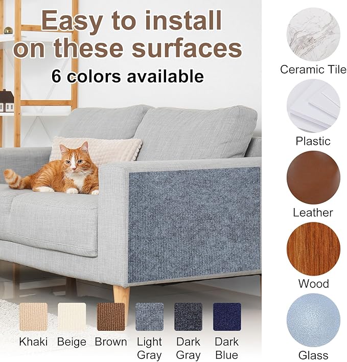 uxcell Self-Adhesive Cat Scratching Mat, 1 Roll 78.7" x 15.8" Couch Protector from Cat Claws for DIY Sofa, Wall, Doors, Cut Anti Cat Scratch Pad Carpet Mat, Beige