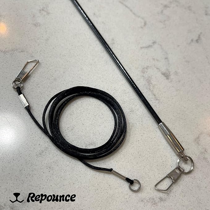 Replacement Strings for Cat Wand Toy - 3-Pieces - Chew-Proof Metal Wire and 2 Durable Paracord Strings - Heavy Chewers Pack Cat Wand Toy Refill Strings with Universal Clasps for All Lures