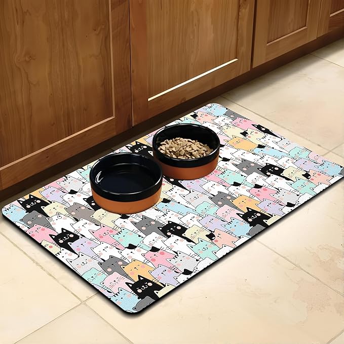 Pet Feeding Mat for Floors Waterproof Dog Mat for Food and Water Absorbent Quick Dry Non Slip mat for Cat Bowls