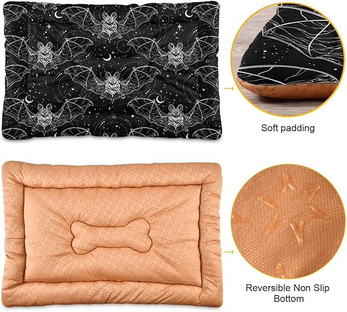 Bat Halloween Pet Bed Cute Dog Bed Mat Absorbing Non Slip Pad Pet Sleeping Mat for Small, Medium, and Large Dogs Puppy Cat 24 in x 18 in
