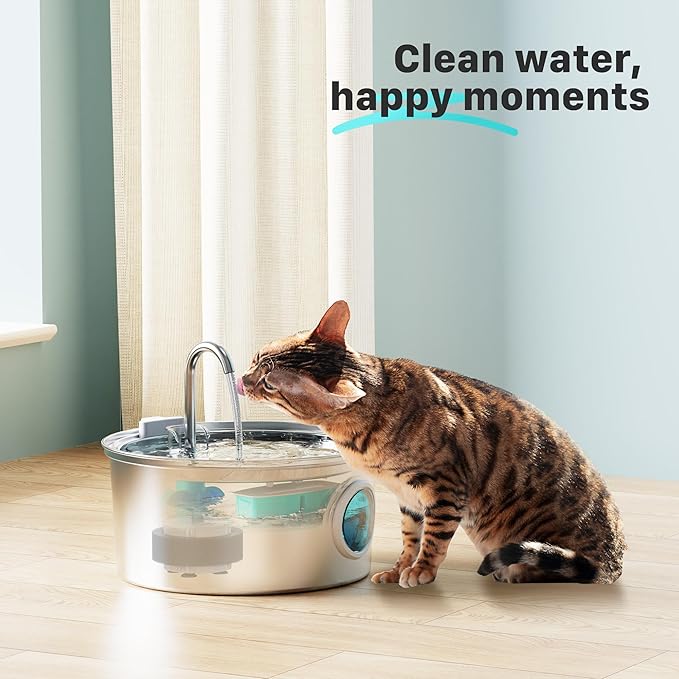 Cat Water Fountain Filters: 12 Cat Fountain Replacement Filter for FOFNON Pet Water Fountain - 3 Months Set of Pet Fountains Filter - Including 6 Pieces Filters + 6 Pieces Sponges