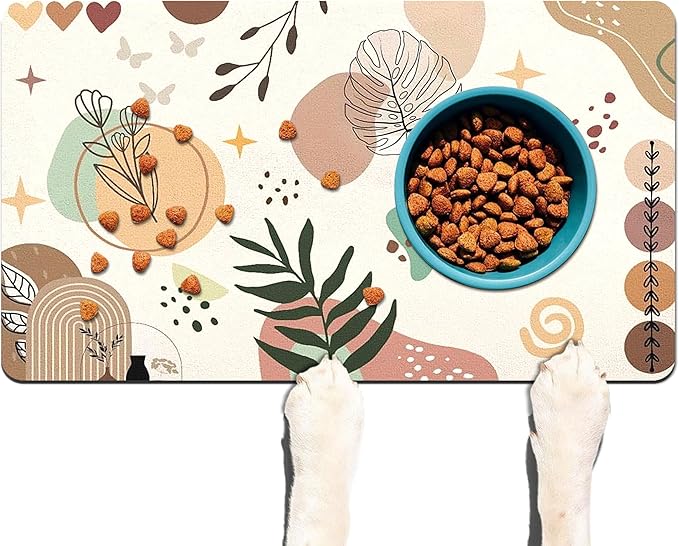 Pet Feeding Mat for Floors Waterproof Dog Mat for Food and Water Absorbent Quick Dry Non Slip mat for Cat Bowls