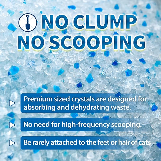 Made4Pets Cat Litter Crystals, Non Clumping Cat Litter Odor Control Kitty Litter Non Clumping No scooping Low Dust, Low Tracking, Lightweight, Dehydrates Waste,– 8.6 lbs (2 x 4.3 lb Packs)