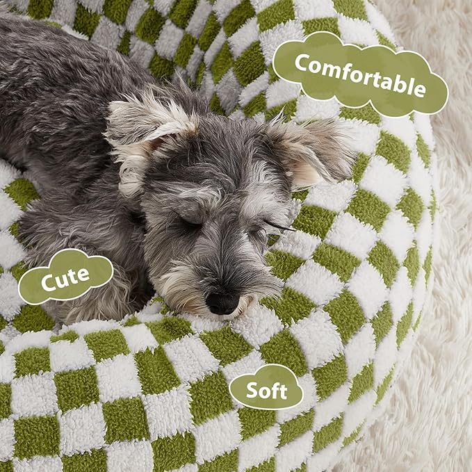 BFPETHOME Donut Dog Bed Medium Size Dogs, Cute Medium Dog Bed for Puppy and Kitten, Round Calming Pet Beds with Non-Slip Bottom, Machine Washable,27inch, Green