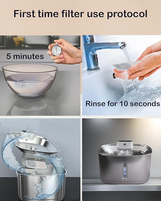 Wireless Cat Water Fountain, 3.2L/108oz Battery Operated Pet Fountain Stainless Steel, Automatic Cat Drinking Fountain Cordless & Rechargeable with Motion Sensor, 2 Filters and 1 mat