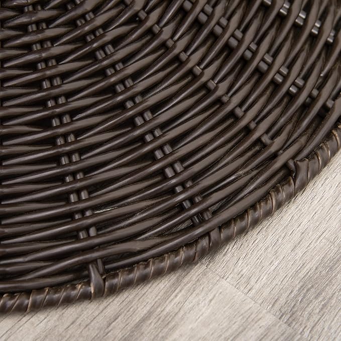 PawHut Elevated Cat Bed with Rotatable Egg Chair Pod, Cat Basket Bed with Thick Cushion, Natural Mat Grass Woven Kitty House, Coffee