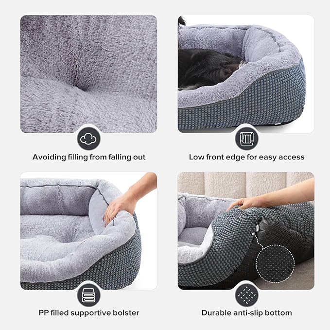 INVENHO Large Dog Beds Large Sized, Washable Orthopedic Warming Soft Sleeping Durable with Anti-Slip Bottom