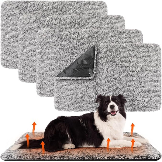 4 Pack Self Warming Cat Bed Indoor Self Heating Dog Cat Pad Washable 16 x 20 Inch Thermal Pet Kennel Pad Crate Bed Mat Reflect Body Heat for Outdoor(45 x 28 Inch)