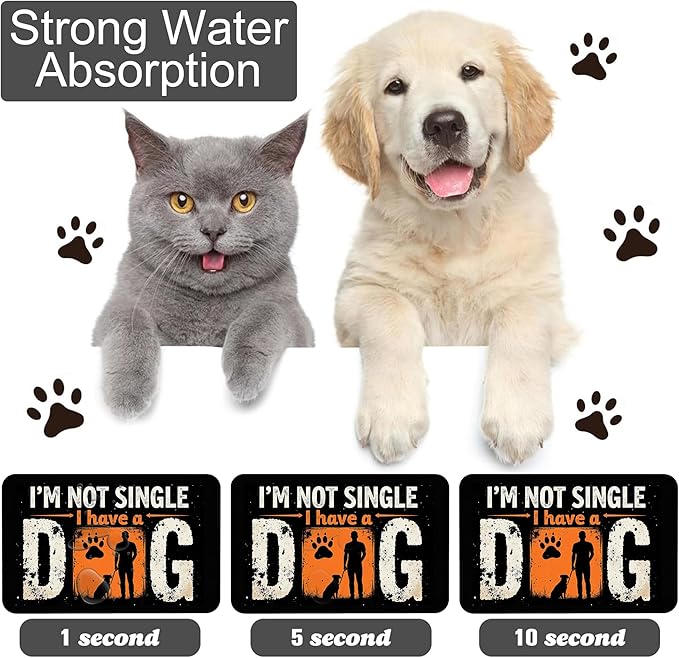 Not Single Dog Pet Cat Dog Food Mat-Absorbent Quick Dry Feeding Placemat for Water and Food, No Stains Rubber Base Mat for Indoor Use, Pet Accessories 12"x20"