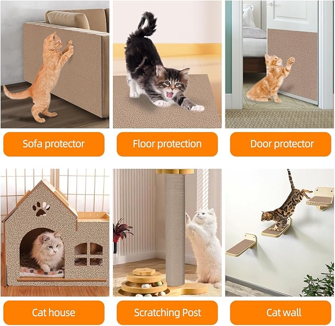 Cat Scratch Mat 120 "x15.8, Cat Scratch Sofa Furniture Protector, Trimmable Self-Adhesive Cat Scratch Pad for Decorating Cat Towers, DIY Cat Tree Shelf, Walls and Climbing Frames (Beige)