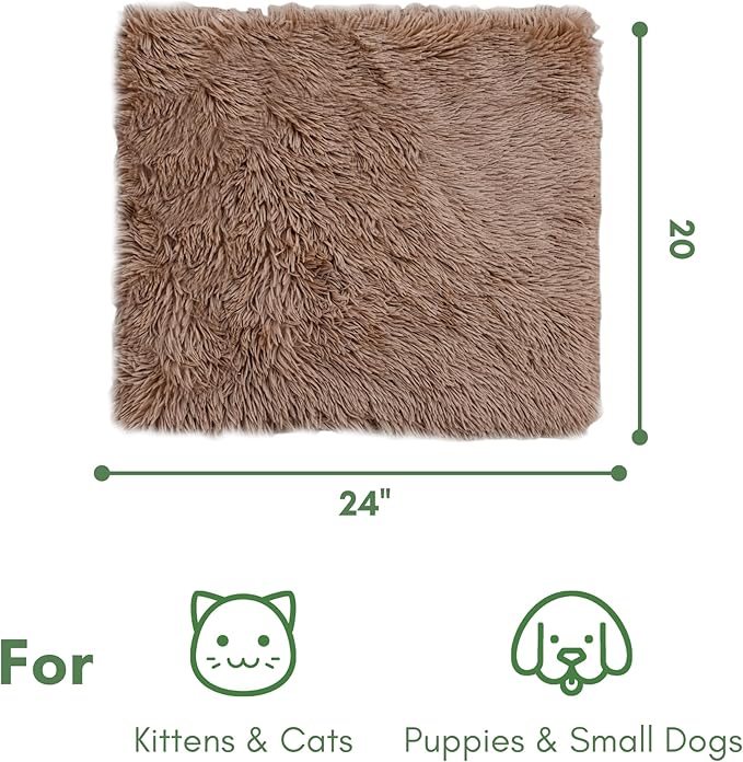 Self Warming Mat, 24''*20'' Non-Skid Thermal Pet Mat, Washable Outdoor Insulation for Cat House, Carrier Cat Bed, Brown