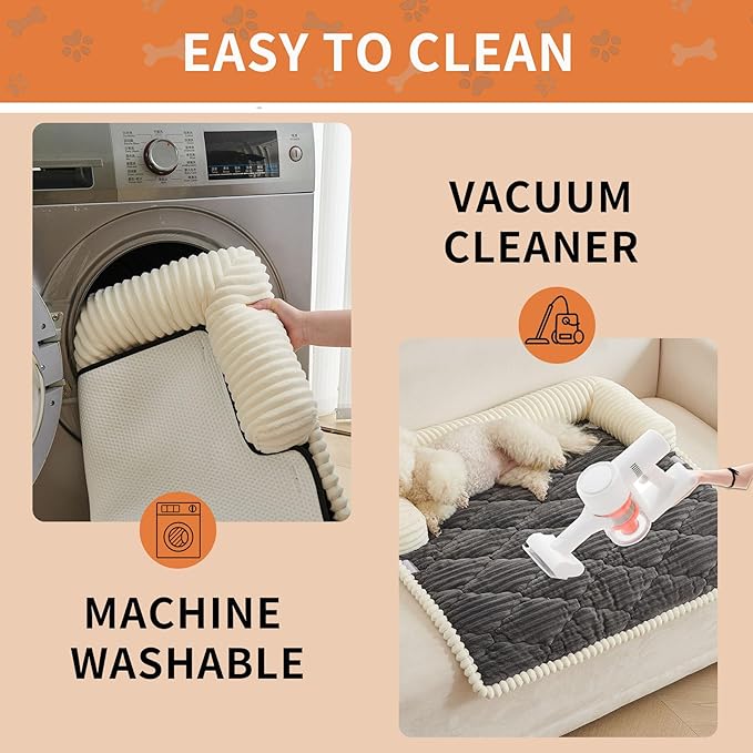 HAOMAIJIA Dog Couch Bed for Small Dogs, Non Slip Pet Couch Covers for Sofa Thick Soft Washable Dog Couch Cover Protector All Seasons Universal Dogs and Cats Bed Mat (Grey, Small)