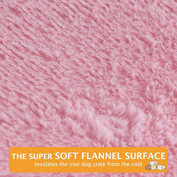 Reversible Dog Bed Mat with Plush and Corn Velvet,Soft Warm Pet Cushion, Dual Purpose Washable Sleeping Mattress Bed for Small Medium Large Dog and Cat XB004 (24"x18", Pink)