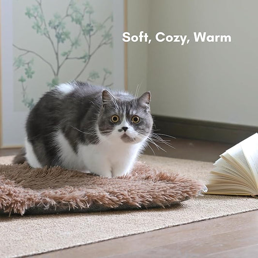 Self Warming Mat, 24''*20'' Non-Skid Thermal Pet Mat, Washable Outdoor Insulation for Cat House, Carrier Cat Bed, Brown