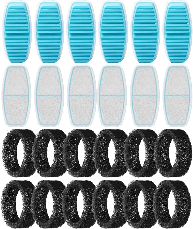 Cat Fountain Replacement Filters: 24 Pet Fountain Filter for FOFNON Cat Water Fountains - 6 Months Set of Pet Fountains Filter - Including12 Pieces Filters + 12 Pieces Sponges