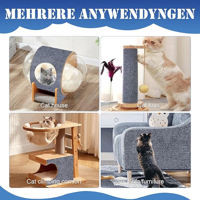 Cat Scratching Mat, Trimmable Cat Scratch Couch Furniture Protector Self-Adhesive Cat Scratch Pad DIY Climbing Cat Scratcher Carpet for Furniture, Wall Protector (Dark Grey, 78.7"x15.8")