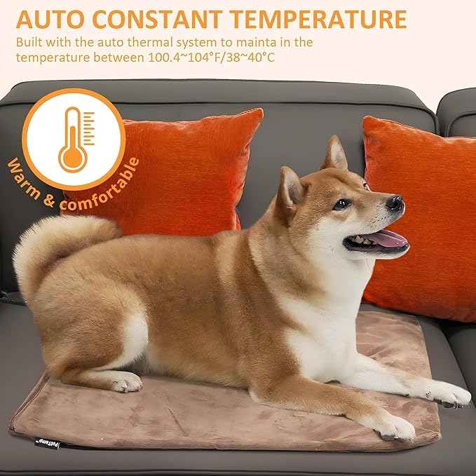Pet Heating Pad, Electric Heated Pad for Dog Cat, Warm Mat Waterproof Dogs Cats Beds with Constant Temperature,Chew Resistant Cord, Comfortable Heater Heater Blanket Puppy and Kitten (M:20'' x 16'')
