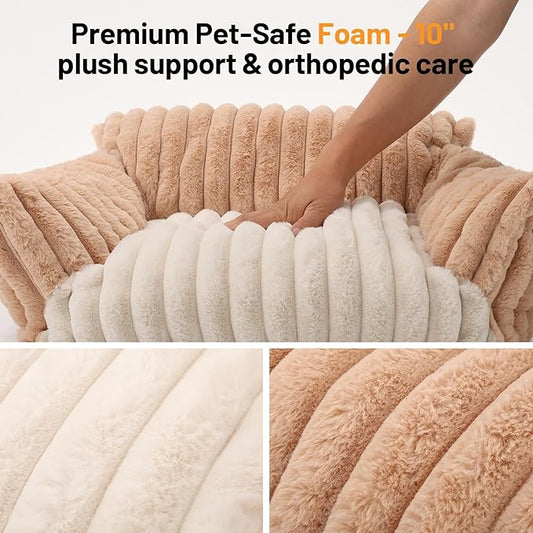 Pet Sofa Bed Washable - Cozy Supportive Cat Couch for Small Indoor Cat - Fluffy Puppy Dog Bed with Breathable Fabric