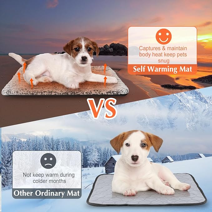 4 Pack Self Warming Cat Bed Indoor Self Heating Dog Cat Pad Washable 16 x 20 Inch Thermal Pet Kennel Pad Crate Bed Mat Reflect Body Heat for Outdoor(45 x 28 Inch)
