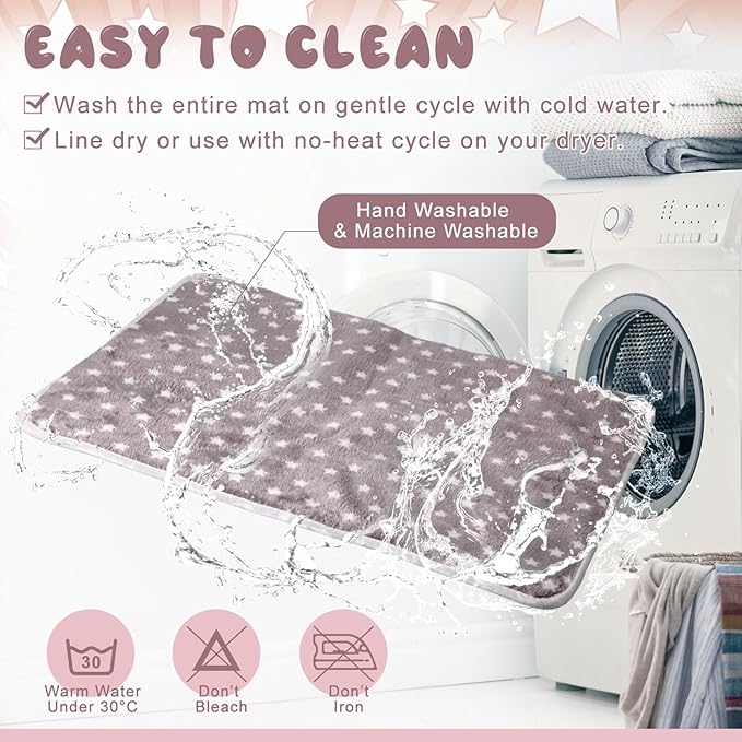 2 Pcs Warming Cat Pad Reflects Heating Dog Crate Self Warming Pet Pad Gray Nursing Cat Blankets Bed Mat for Newborn Kittens Puppies Elder Dog Washable(Small Star,24 x 18)