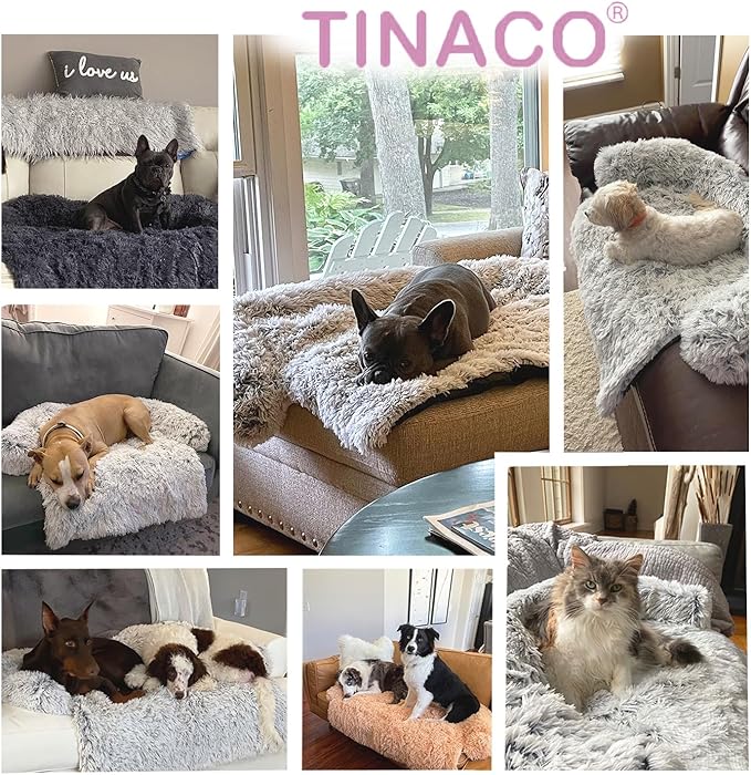 Tinaco Luxurious Calming Dogs/Cats Bed Mats, Dog Pad Washable Removable Couch Cover, Plush Long Fur Mat for Pets, Waterproof Lining, Perfect for Small, Medium and Large Dogs and Cats (Pink, 31"x23")