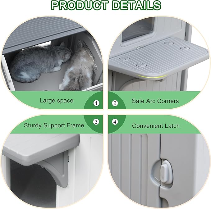 Rockever Plastic Outdoor Cat House with Insulated Liner, 100% Insulated Outdoor Cat Houses for Winter, Waterproof 2 Story Outside Cat Shelter, Clean and Assemble Easily-White