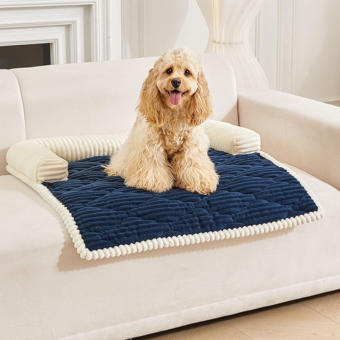 HAOMAIJIA Dog Couch Bed for Large Dogs, Non Slip Pet Couch Covers for Sofa Thick Soft Washable Dog Couch Cover Protector All Seasons Universal Dogs and Cats Bed Mat (Navy Blue, Large)