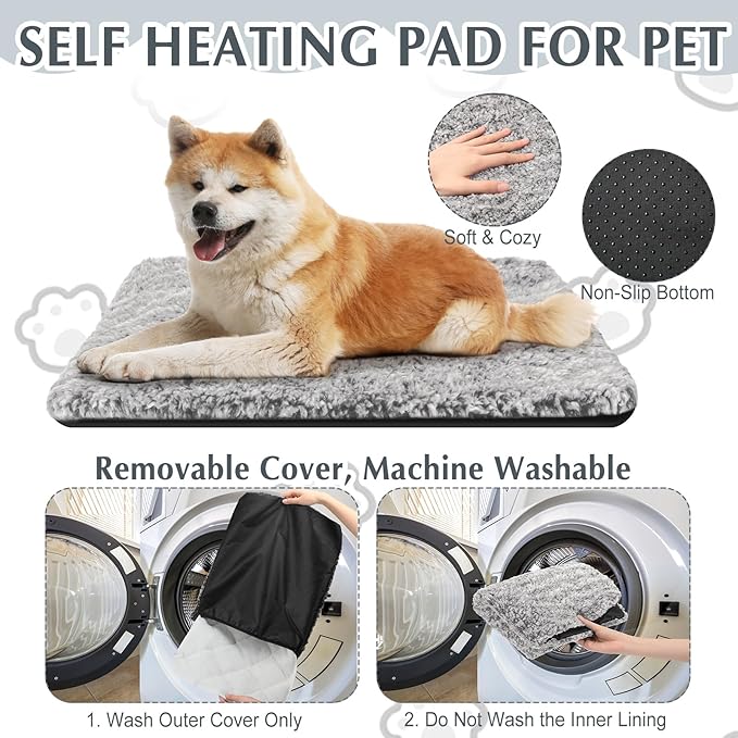4 Pack Self Warming Cat Bed Indoor Self Heating Dog Cat Pad Washable 16 x 20 Inch Thermal Pet Kennel Pad Crate Bed Mat Reflect Body Heat for Outdoor(45 x 28 Inch)