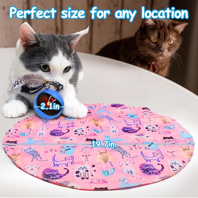 Mity Rain Interactive Cat Toy - Ball for Indoor Jumping and Rolling in Pouch, Hide and Seek Mat for Self Play, Boredom Relief and Activating Natural Hunting Instincts - Kitten Toys