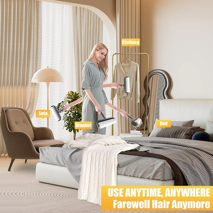 6.3" Large Surface Lint Roller Refills, Extra Sticky Roller for Clothing, Pet Hair, Furniture Cleaning, 6 Refills Total 600 Sheets