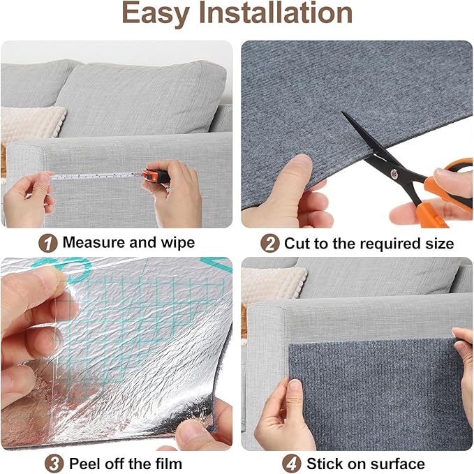 uxcell Self-Adhesive Cat Scratching Mat, 1 Roll 78.7" x 15.8" Couch Protector from Cat Claws for DIY Sofa, Wall, Doors, Cut Anti Cat Scratch Pad Carpet Mat, Beige