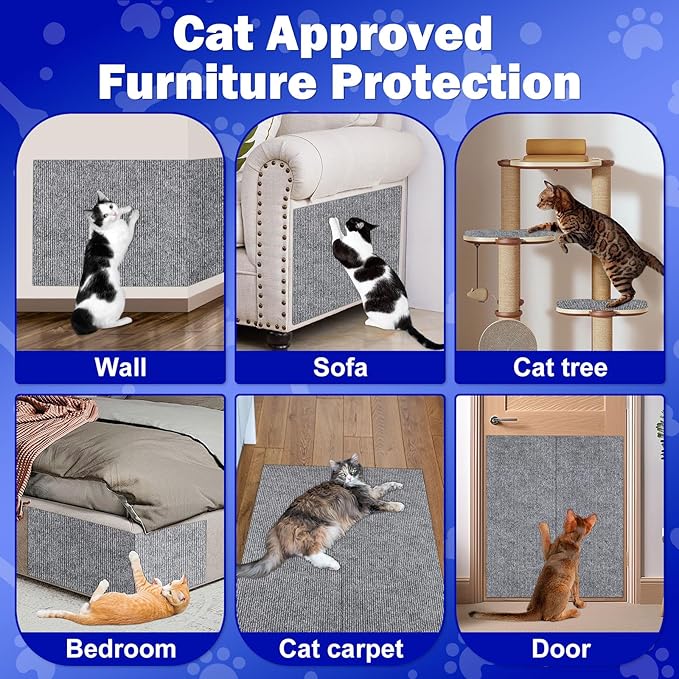 Anit Cat Scratch Couch Furniture Protector,196.8x15.8 Cat Wall Corner Scratcher Pads Mat,DIY Climbing Scratching Carpet Post Replacement
