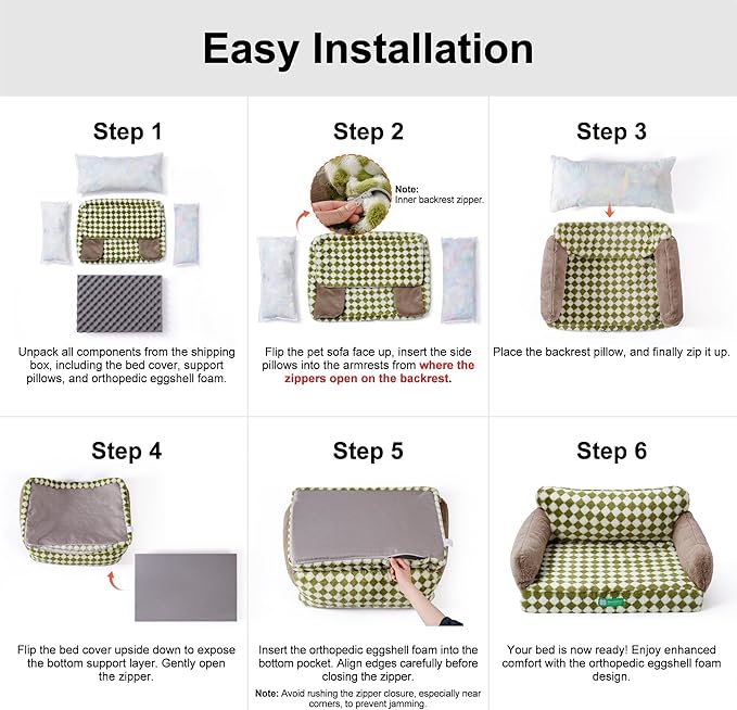 MEWOOFUN Cat Bed for Indoor Cats Orthopedic Dog Bed for Small Medium Dogs, Egg- Foam Pet Bed with Removable Washable Cover and Non-Slip Bottom (Medium, Beige)