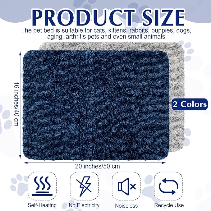 4 Pack Self Warming Cat Bed Indoor Self Heating Dog Cat Pad Washable 16 x 20 Inch Thermal Pet Kennel Pad Crate Bed Mat Reflect Body Heat for Outdoor