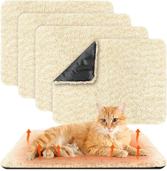 4 Pack Self Warming Cat Bed Indoor Self Heating Dog Cat Pad Washable 16 x 20 Inch Thermal Pet Kennel Pad Crate Bed Mat Reflect Body Heat for Outdoor