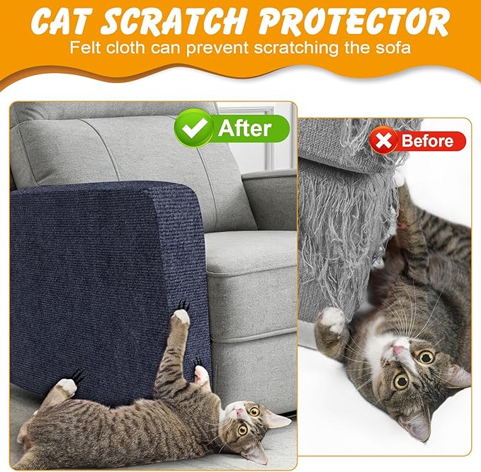 78.7x15.8 in Cat Scratch Furniture Protector, Self-Adhesive Couch Protectors from Cat Caws for Couch, Wall Trimmable (Dark Gray)