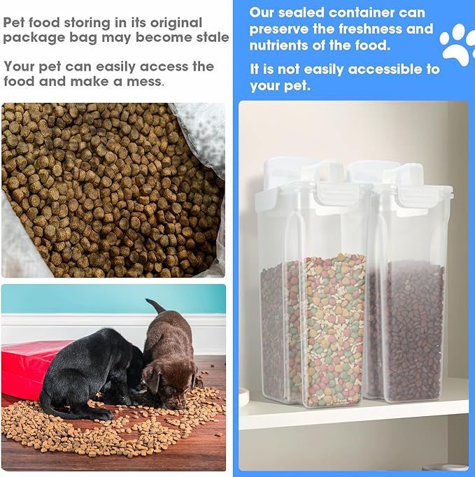 TBMax Dog Food Storage Container 5-7 lbs, Airtight Cat Food Container with Larger Spout & Measuring Cup, Portable Pet Food Storage Dispenser for Small Animal Kibble Storage, Bird Seed Container