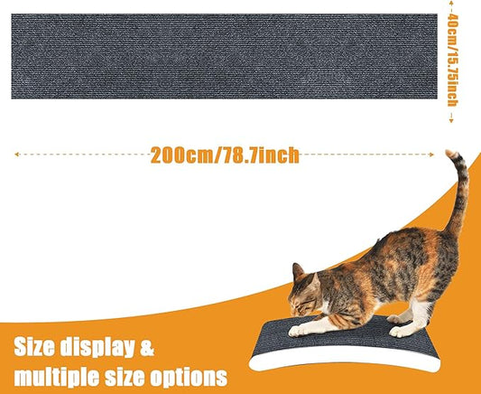 Cat Scratching mat Self-Adhesive, Trimmable Furniture Protector for Couch, Sofa, Wall & Cat Trees - Durable Scratch Pad with Nano Tape, DIY Climbing Carpet for Indoor Cats (Dark Grey, 78.7"x15.8")