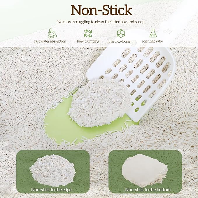 Non-Stick Box Tofu Cat Litter Mix Cassava, Strong Clumping Low Tracking Kitty Litter, Natural Biodegradable Litter, Plant Odor Control, Low Dust Easy to Scoop, Light Color for Health Tracking, 9Lb